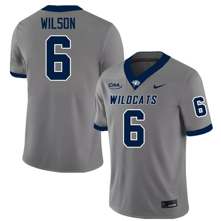 New Hampshire Wildcats #6 Chase Wilson College Football Jerseys,Uniforms-Grey